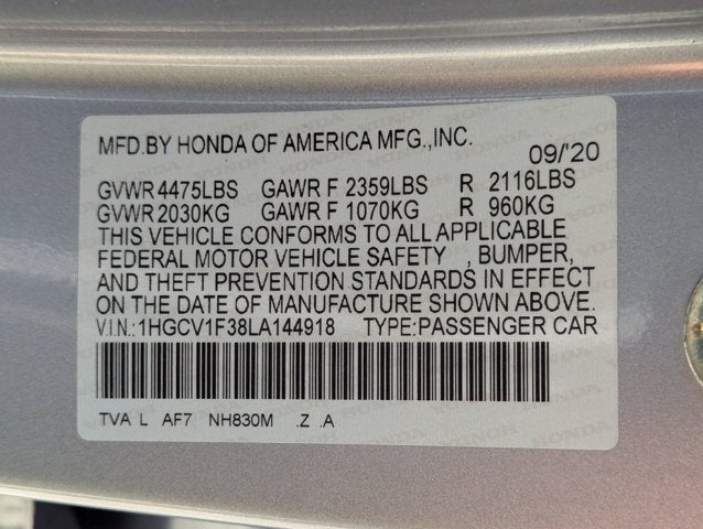 2020 Honda Accord Sedan Sport