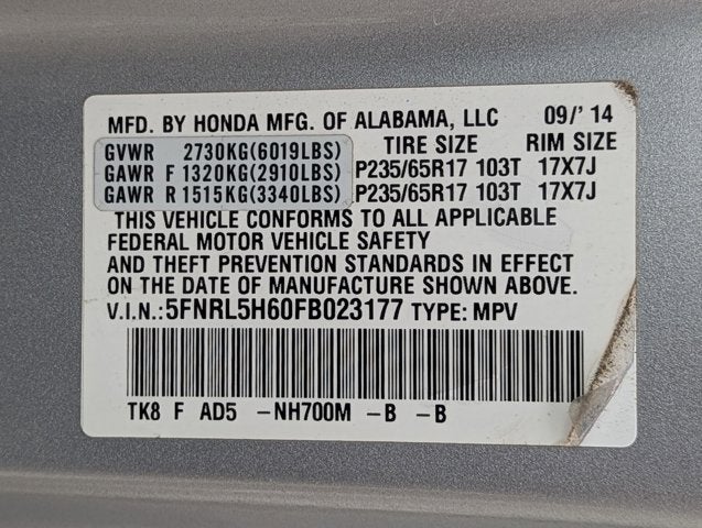 2015 Honda Odyssey EX-L