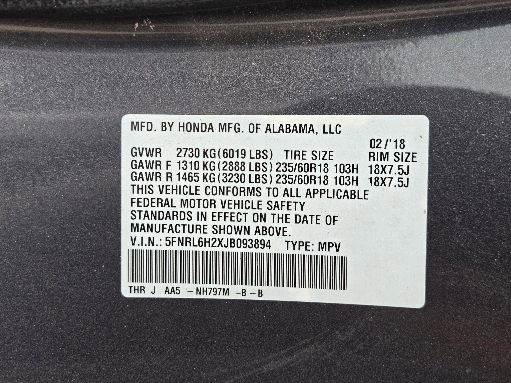 2018 Honda Odyssey LX