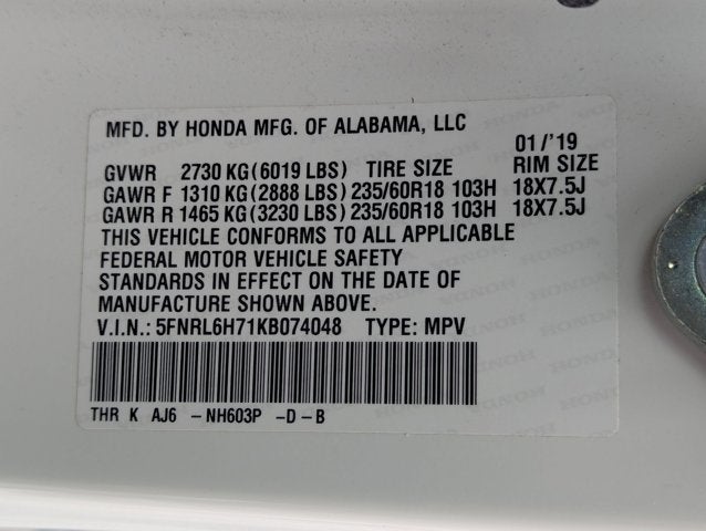 2019 Honda Odyssey EX-L w/Navi/RES