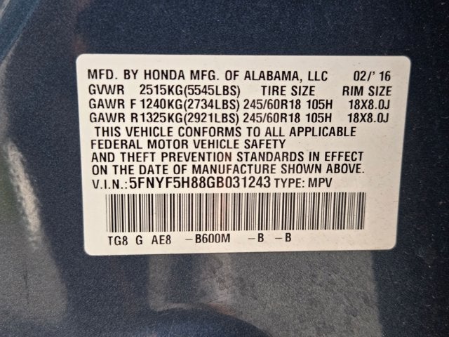 2016 Honda Pilot EX-L