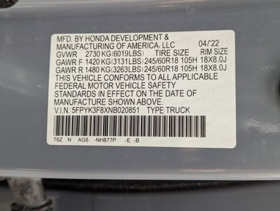 2022 Honda Ridgeline Black Edition